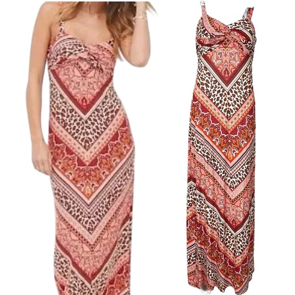 Tommy Bahama Maxi Dress Sz Small Multicolor Rayon Paisley Animal Print Vacation - Picture 1 of 14